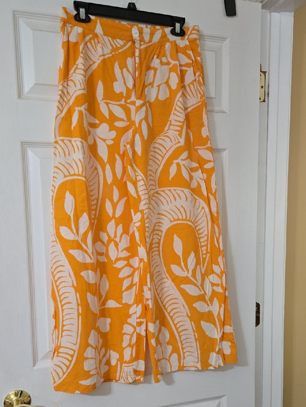 Christian Siriano Orange and White Floral Pants